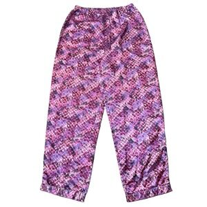 Vintage Silky Satin Pajama Pants Sz M Wide Leg Pink Purple Lagenlook Lounge 90s